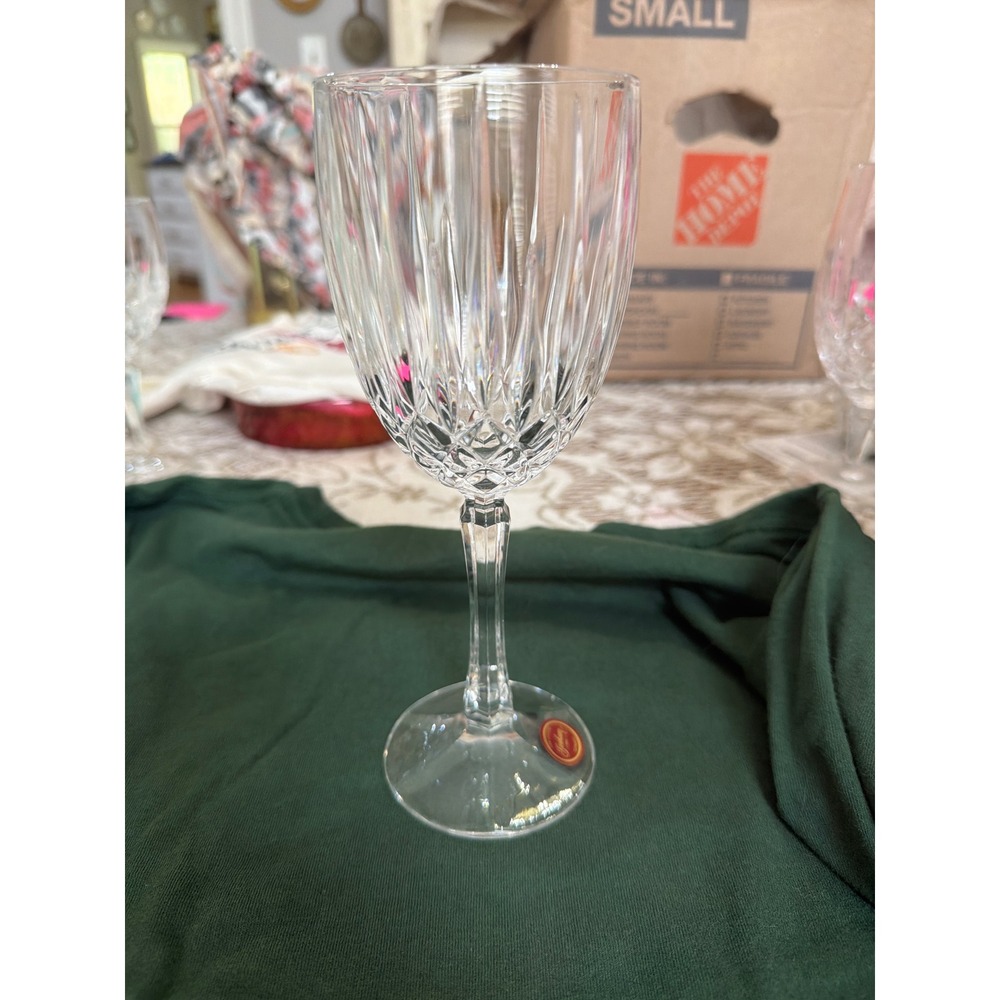 Gorham Regatta Fine Crystal Wine Glass Germany Vertical Diamond Cut Stemware